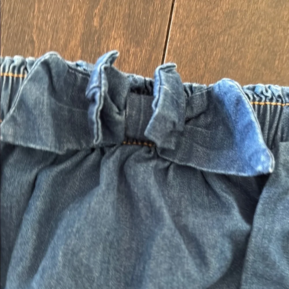 Cat and Jack Baby Girls Stylish Blue Denim Diaper Cover/Ruffle Bottoms